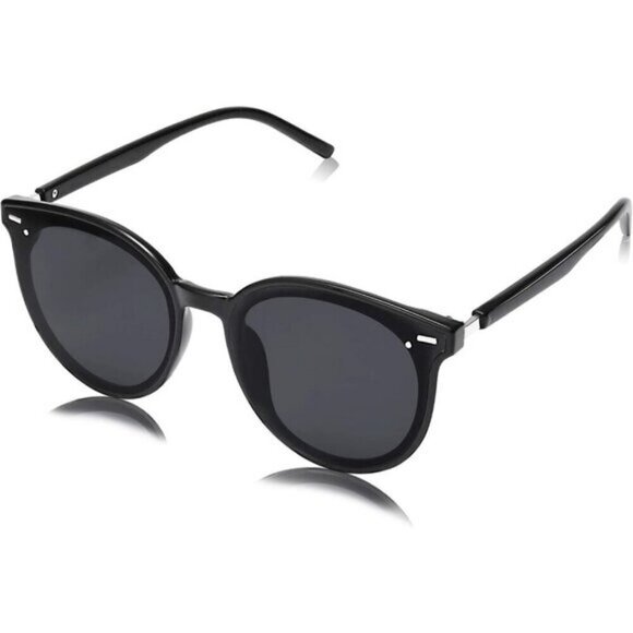 ?SOJOS Womens Shiny Black Classic Round Retro Vintage Large Frame Sunglasses main image 7